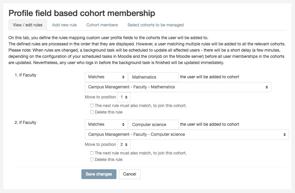 Profile field based cohort membership