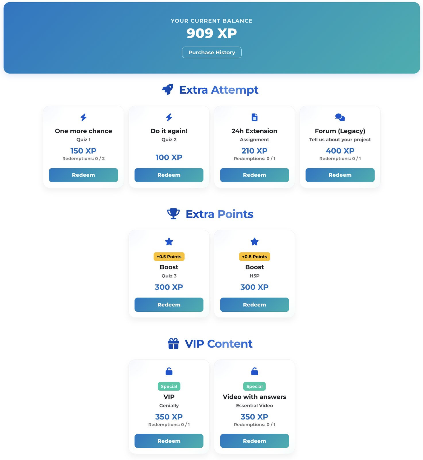 XP Store - Gamification