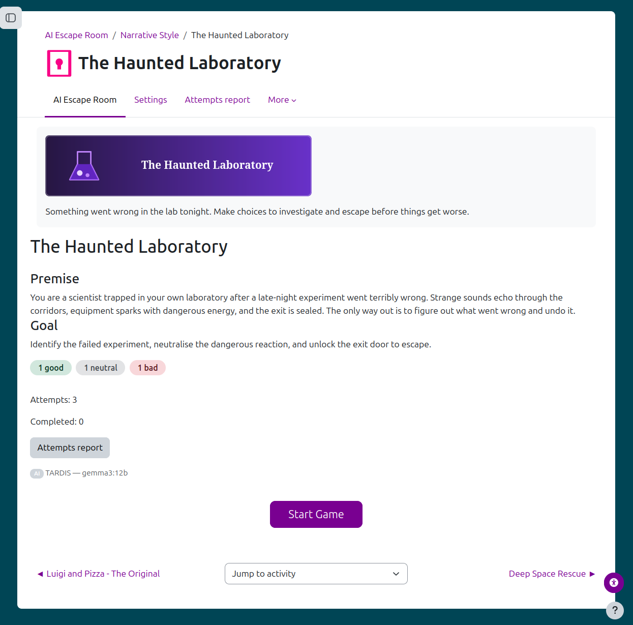AI Escape Room