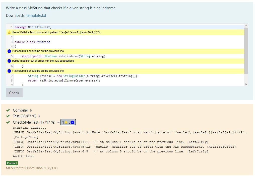 ProFormA Programming Question Type